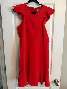 Chelsea28 Red Flutter Cap Sleeve Mini Dress